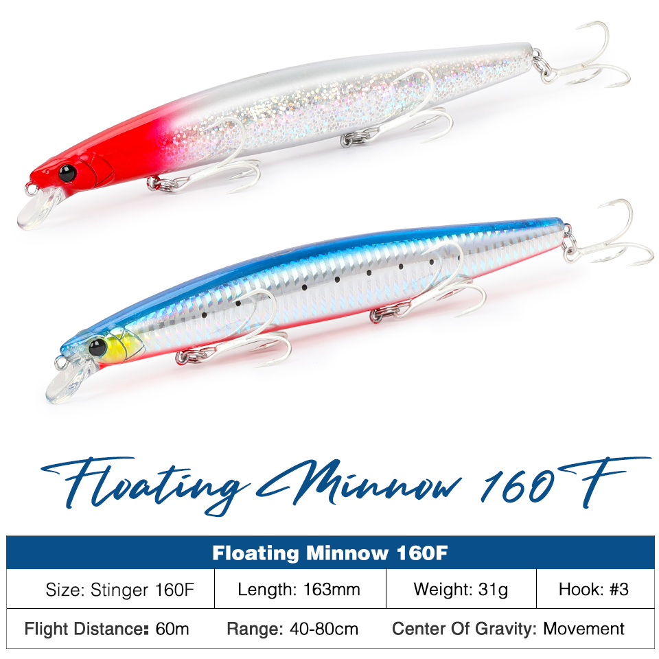 TSURINOYA 160F Floating Minnow - Fishing Lure Topwater avis et prix