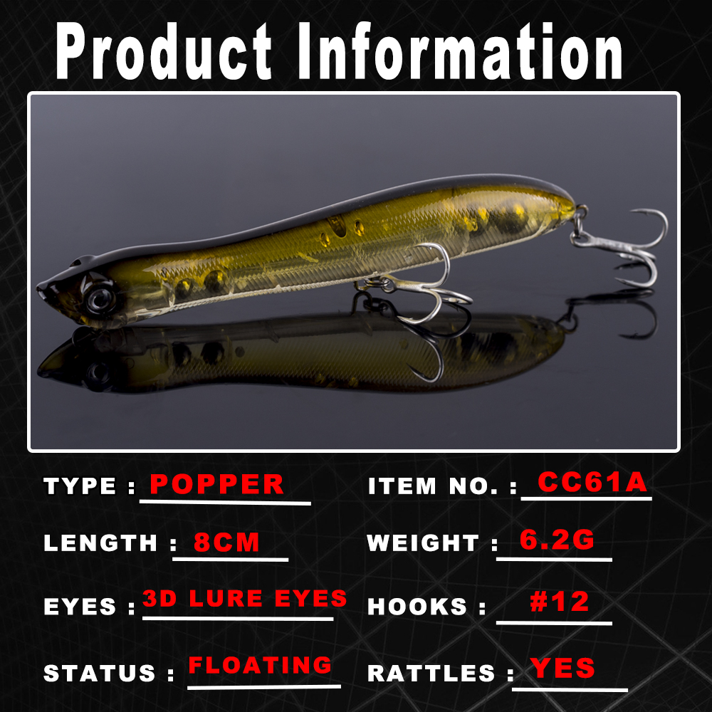 AYWFISH 8CM 6.2G Baby Popper F - Fishing Lure Popper avis et prix